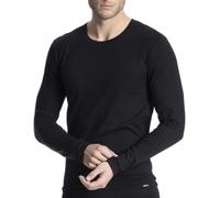 Langarmshirt CALIDA "Cotton Code", Herren, Gr. L (52/54), schwarz, Single Jersey, Obermaterial: 95% Baumwolle, 5% Elasthan, unifarben, normal hüftbedeckend, Rundhals, gerader Abschluss, Shirts Langarm