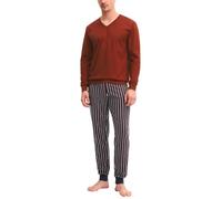 CALIDA Cotton Special Bündchen-Pyjama Herren | Schlafanzug mit Bündchen, weiche Single-Jersey-Qualität mit V-Ausschnitt
