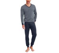 CALIDA Cotton Special Bündchen-Pyjama Herren | Schlafanzug mit Bündchen, weiche Single-Jersey-Qualität mit V-Ausschnitt