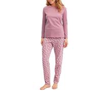 Schlafanzug CALIDA "Cotton Special", Damen, Gr. M (44/46), lila (lilas), Single Jersey, Obermaterial: 100% Baumwolle, casual, bequem lang, Rundhals, Langarm gerader Abschluss, Homewear-Sets, Langarm,