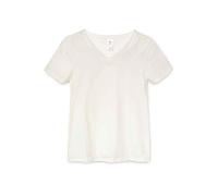 CALIDA Damen Cate Shirt mit V-Ausschnitt Unterhemd aus Baumwolle und Elasthan, Elfenbein (Alabaster Crème 911), 46 (Herstellergröße: L)