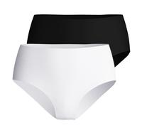 CALIDA Damen Midi-Slip 2er Pack - Sleek Skin, Unterhose, einfarbig Weiß/Schwarz S (40/42)
