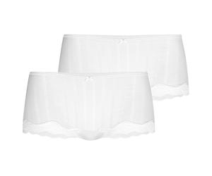 CALIDA Damen Panty 2er Pack - Etude Toujours, Low Cut, Jersey, einfarbig Weiß S (40/42)