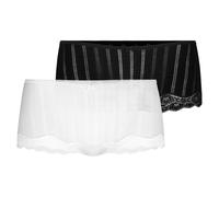 CALIDA Damen Panty 2er Pack - Etude Toujours, Low Cut, Jersey, einfarbig Weiß/Schwarz L (48/50)
