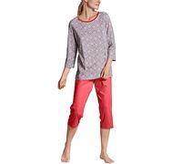 CALIDA Damen, Pyjama, aus der Serie Night Lovers in rot, 3/4-Arm, Rundhals Ausschnitt, aus 100% Supima® Baumwolle