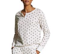 CALIDA Damen, Shirt, aus der Serie Favourites Holidays, in Star White, Sweatshirt durchgeknöpft, Langarm, aus 100% Baumwolle