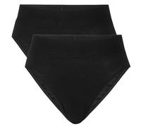 CALIDA Damen Slip, 2er Pack - Elastic, High Waist, Softbund, Single Jersey Schwarz M (44/46)