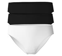 Slip CALIDA "Slip Essential Cotton Regular Cut 3er Pack", Damen, Gr. 44-46, bunt (2xschwarz, weiß), Obermaterial: 95% Baumwolle CO. 5% Elasthan EL., Unterhosen Slip (77269339-44) 2xschwarz, weiß