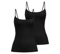 CALIDA Damen Spaghetti-Top 2er Pack - Sleek Skin, Top, Silky Smooth, einfarbig M Schwarz