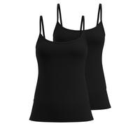 CALIDA Damen Spaghettitop 2er Pack - Essential Cotton, Unterhemd, Top, Jersey, einfarbig Calida Damen L (48/50) Schwarz
