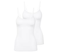 CALIDA Damen Spaghettitop, 2er Pack - Natural Comfort, Unterhemd, Top, Jersey, einfarbig Calida Damen M (44/46) Weiß