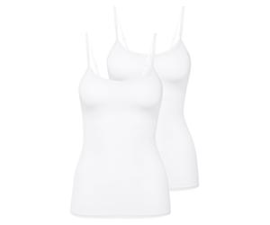 CALIDA Damen Spaghettitop, 2er Pack - Natural Comfort, Unterhemd, Top, Jersey, einfarbig Calida Damen M (44/46) Weiß
