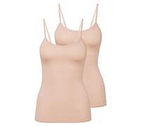 CALIDA Damen Spaghettitop, 2er Pack - Natural Comfort, Unterhemd, Top, Jersey, einfarbig Nude XS (36/38)