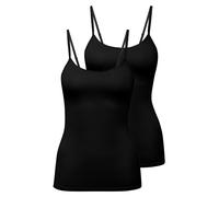 CALIDA Damen Spaghettitop, 2er Pack - Natural Comfort, Unterhemd, Top, Jersey, einfarbig Schwarz S (40/42)