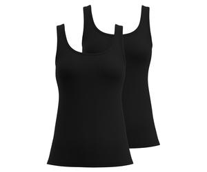 CALIDA Damen Tank Top 2er Pack - Essential Cotton, Unterhemd, Top, Jersey, einfarbig Schwarz / M (44/46) Calida Damen M (44/46) Schwarz