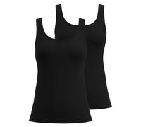 CALIDA Damen Tank Top 2er Pack - Essential Cotton, Unterhemd, Top, Jersey, einfarbig Schwarz XS (36/38)