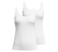 CALIDA Damen Tank Top 2er Pack - Essential Cotton, Unterhemd, Top, Jersey, einfarbig Weiß M (44/46)