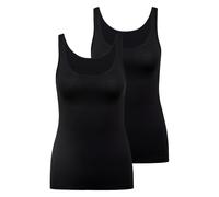 CALIDA Damen Top 2er Pack - Natural Comfort, Unterhemd, Tank Top, Jersey, einfarbig L Schwarz