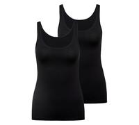 CALIDA Damen Top 2er Pack - Natural Comfort, Unterhemd, Tank Top, Jersey, einfarbig Schwarz S (40/42)