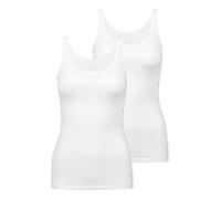 CALIDA Damen Top 2er Pack - Natural Comfort, Unterhemd, Tank Top, Jersey, einfarbig Weiß L (48/50)