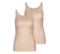 CALIDA Damen Top 2er Pack - Natural Comfort, Unterhemd, Tank Top, Jersey, einfarbig XS Beige