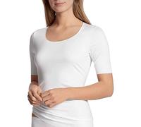 CALIDA Damen Unterhemd Natural Luxe, weiß, Shirt aus Modal und Elastan, Kurzarm wirkt temperaturregulierend, Größe: 32/34