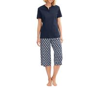 CALIDA Daylight Dreams Capri-Pyjama Damen, 100% Baumwolle, pflegeleicht, für empfindliche Haut