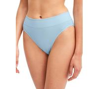 High-Waist-Slip CALIDA "Elastic", Damen, Gr. XS (36/38), cascade blau, Single Jersey, Obermaterial: 94% Baumwolle, 6% Elasthan, körpernah, Unterhosen, breiter Softbund, elastisch, Single Jersey, atmun