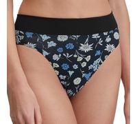 Slip CALIDA "Elastic Trend", Damen, Gr. M (44/46), schwarz (schwarz print), Single Jersey, Obermaterial: 94% Baumwolle, 6% Elasthan, figurbetont, Unterhosen, mit breitem Softbund für höchsten Tragekom