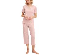 Capri-Pyjama CALIDA "Elegant Dreams", Damen, Gr. S (40/42), peach rose, Single Jersey, Obermaterial: 95% Modal (TENCEL™), 5% sonstige Fasern, bequem 7/8-Länge, V-Ausschnitt, Homewear-Sets, aus weicher