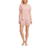 Shorty CALIDA "Elegant Dreams", Damen, Gr. M (44/46), peach rose, Single Jersey, Obermaterial: 95% Modal (TENCEL™), 5% sonstige Fasern, bequem kurz, V-Ausschnitt, Homewear-Sets Shorty, feminine Detail