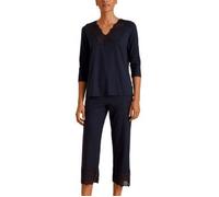 CALIDA Elegant Dreams 7/8-Pyjama Damen, luftiger Schnitt, mit Spitzendetails, fließend und anschmiegsam