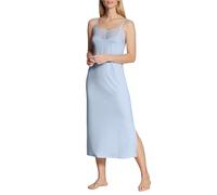 CALIDA Elegant Dreams Nachthemd Damen, mit Spaghettiträger, spitzenverzierter V-Ausschnitt, weich, L: 125cm Harmony Blue 40-42