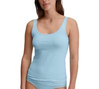 Tanktop CALIDA "Essential Cotton", Damen, Gr. S (40/42), blau (cascade blau), Single Jersey, Obermaterial: 93% Baumwolle, 7% Elasthan, casual, figurbetont hüftlang, Rundhals, ohne Ärmel, Tops, Baumwol