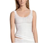 CALIDA Etude Toujours Tank Top Damen, mit Swiss+Cotton-Gütesiegel, edle Nadelstreifen-Optik und zarte Spitze am Ausschnitt
