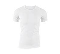 Rundhalsshirt CALIDA "Evolution", Herren, Gr. M (50), weiß, Single Jersey, Obermaterial: 94% Baumwolle, 6% Elasthan, unifarben, Basic, figurbetont hüftbedeckend, Rundhals, Shirts Unterhemd, schmale Pa