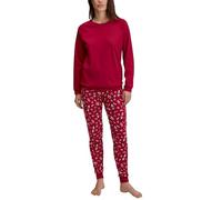 Calida Damen Bündchen-Pyjama 732 – wärmende 100% Baumwolle, weiche Bündchen – deep rot Gr. S