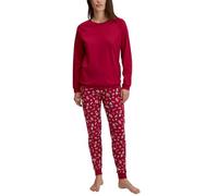 CALIDA Family & Friends Bündchen-Pyjama Damen, wärmende Baumwolle mit weichen Bündchen deep red 44-46