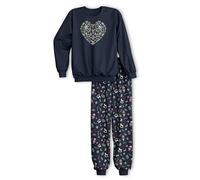 CALIDA Family & Friends Bündchen-Pyjama Kinder, aus Bio Baumwolle, atmungsaktiv, einfache Pflege Saphir Blue 128-134