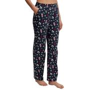 Calida Pyjamahose Favourites Damen mit Seitentaschen 100% dicke Bio-Baumwolle wärmend Saphirblau XS