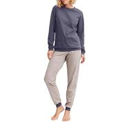 CALIDA Pyjama Cotton Special Damen Graystone – weich, elastischer Hosenbund Gr. 48-50