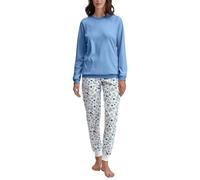 CALIDA Flower Nights Bündchen-Pyjama Damen Riviera Blue 52-54
