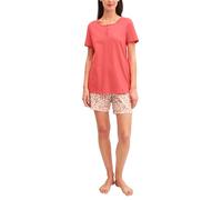 Shorty CALIDA "Flower Nights", Damen, Gr. L (48/50), rose of sharon, Single Jersey, Obermaterial: 100% Baumwolle, bequem kurz, Rundhals, Homewear-Sets Shorty, mit Rundhalsausschnitt, Kurzarm und geblü