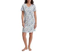 CALIDA Flower Nights Kurzarm-Nachthemd Damen, aus 100% Baumwolle, pflegeleicht Riviera Blue 36-38