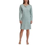 Nachthemd CALIDA "Flower Nights", Damen, Gr. XL (52/54), N-Gr, blau (smoke blau), Single Jersey, Obermaterial: 100% Baumwolle, casual, Basic knielang, Rundhals, Langarm, Kleider, Knopfleiste, Rundhals