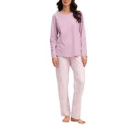 Schlafanzug CALIDA "Blooming Nights", Damen, Gr. XS (36/38), rosa (fragrant lila), Single Jersey, Obermaterial: 100% Baumwolle, bequem lang, Rundhals, Homewear-Sets Schlafanzug, Streifen-Design, Singl