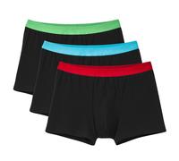CALIDA Herren Boxershorts, 3er Pack - Natural Benefit, Elastikbund, Single Jersey Schwarz/Grün/Blau/Rot XL (56)