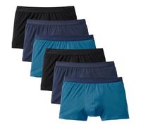 CALIDA Herren Boxershorts, 6er Pack - Natural Benefit, Elastikbund, Single Jersey Schwarz/Blau XXL (58/60)