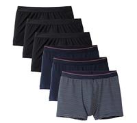 CALIDA Herren Boxershorts, 6er Pack - Natural Benefit, Elastikbund, Single Jersey Schwarz/Dunkelblau (Dark Sea) XXL (58/60)