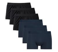CALIDA Herren Boxershorts, 6er Pack - Natural Benefit, Elastikbund, Single Jersey Schwarz/Dunkelblau S (46/48)